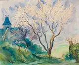 L'église de Varangeville by Pierre Le Trividic, 1950, Aquarelle, sold Dec 2010