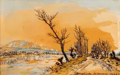 Chemin enneigé près de Grenoble by Johan Jongkind, Aquarelle gouachée, sold May 2012