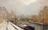 Les Péniches sur la Seine à Paris, sous la neige by Siebe Johannes ten Cate, Pastel, sold May 2012