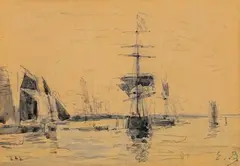 Port by Eugène Boudin, Aquarelle et mine, sold May 2012