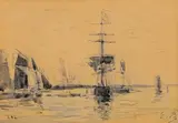 Port by Eugène Boudin, Aquarelle et mine, sold May 2012