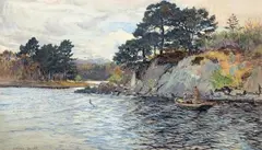Among the islands by Ernest Edward Briggs, Aquarelle signée en bas à gauche et titrée, sold Nov 2011