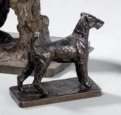 Fox terrier marchant by Paul-Édouard Dreux, Bronze à patine noire, sold Nov 2011