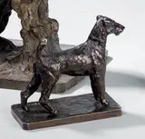 Fox terrier marchant by Paul-Édouard Dreux, Bronze à patine noire, sold Nov 2011