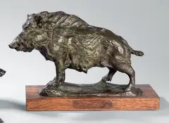 Sanglier marchant by Albert Laplanche, Bronze patine verte nuancée, sold Nov 2011