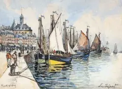 Le Tréport by Frank-Will, Crayon et aquarelle sur papier, sold Jun 2011