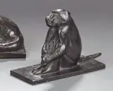 Cynocéphale assis by Georges Lucien Guyot, Bronze à patine brun noir nuancée, sold Nov 2010
