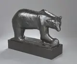 Ours polaire by Georges Lucien Guyot, Bronze à patine brun noir nuancé, présenté sur un socle en marbre noir, sold Nov 2010