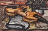 Le violon by Franz Priking, Aquarelle et encre (plume et lavis), sold Jun 2022