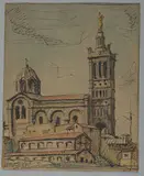 Notre-Dame de la Garde à Marseille by Jean Martin, 1932, Aquarelle et encre (plume), sold Jun 2022