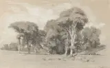 La route by Jules Dupré, Crayon noir et rehauts de craie, sold May 2022