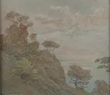 Paysage de montagne by Jose Mingret, Pastel et rehauts de gouache, sold May 2022