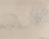 Paysage by François-Auguste Ravier, Crayon noir et rehauts de craie blanche, le cachet d'atelier en bas à droite, sold May 2022