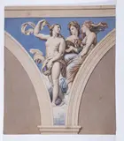 Relevé de décor de la villa Farnesina by Pierre Bonirote, 1837, Aquarelle, sold May 2022