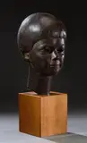 Tête de jeune fille by Charles Machet, Épreuve en bronze à patine brune rosé, sold May 2022