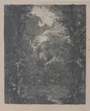 Les villes derrière un marécage. 1878 Van Gelder 124 A -III/III by Rodolphe Bresdin, Lithographie, sold May 2022