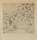 La petite station.1927 Sylvain Laboureur 354 by Jean Emile Laboureur, Burin monogrammé dans la planche en bas, à droite et contresigné au crayon en bas, à gauch, sold May 2022