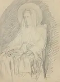 Sainte Monique by Paul Borel, Crayon noir, sold May 2022