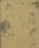 Étude de nus by Henri Fantin-Latour, Crayon noir sur papier calque, le cachet en haut à gauche, annoté Minerve, sold May 2022