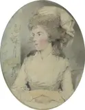Portrait de jeune femme à mi-corps by John Downman, 1787, Aquarelle, crayon et estompe, sold May 2022