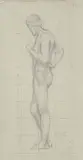 Étude de personnage debout by Paul Borel, Crayon noir, mise au carreau, en bas à droite le cachet (Lugt, sold May 2022