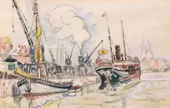 Bordeaux, le port by Paul Signac, Aquarelle rehaussée de gouache sur traits de crayon, sold Jun 2020