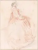 Étude de jeune fille lisant by Jacques-André Portail, Pierre noire et sanguine, sold Jun 2020
