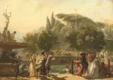 Jeux d'eau dans un parc by Henri Charles Antoine Baron, Panneau, une planche, non parqueté, sold Jun 2020