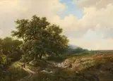Paysage aux promeneurs by Marinus Adrianus Koekkoek, Panneau de chêne, une planche, non parqueté, sold Jun 2020