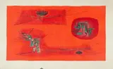 Sans titre by Gustave Singier, Lithographie en couleurs fond rouge, sold Dec 2019