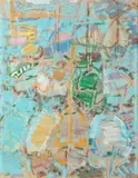 Le port by Jacques Yankel, Fusain et pastel, sold Dec 2019