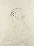 Portrait de Margot, vers 1925 Dessin au crayon noir by Rudolph Schlichter, Aquarelle, Zeichnungen, exposi­tion itinérante: Kunsthalle Tübingen, sold Dec 2019