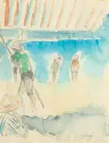 Sur la plage by Henri Lebasque, Aquarelle, sold Dec 2019