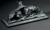 Daine et son faon couché by Antoine-Louis Barye, Bronze à patine brune à reflets verts, sold Dec 2011