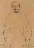 Homme au burnous à Ghardaïa by Jean Launois, 1922, Crayon sur papier, sold Nov 2019