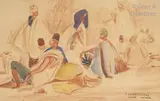Le marché de Sandaga à Dakar by Roger R. Nivelt, 1929, Sanguine et aquarelle sur papier, sold Nov 2019