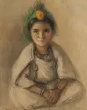 La petite Marocaine by Édouard Brindeau de Jarny, Pastel sur papier, sold Jun 2019