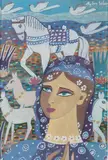Jeune femme aux chevaux by Ali Ben Salem, Gouache, sold Jun 2019