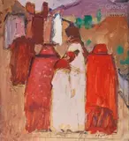 Femmes en rouge à Bou-Saâda by Paul Élie Dubois, Gouache, sold Jun 2019