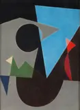 Composition Abstraite by Henri Nouveau, 1953, Gouache sur papier monogrammée et datée en bas à droite, sold Jun 2019