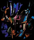 Composition en couleurs sur fond noir by André Lanskoy, Lithographie en couleurs, épreuve signée et numérotée, sold Mar 2009