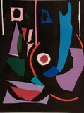 Composition en couleurs sur fond noir by André Lanskoy, Lithographie en couleurs, épreuve signée et numérotée, sold Dec 2007