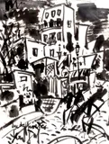 Rue des poètes by Gen Paul, Gouache noire, sold Dec 2007