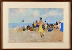 La plage de Deauville by Paul-Elie Gernez, Pastel, sold Mar 2024