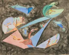 Mouvements sur fond de nuées by Léopold Survage, 1953, Aquarelle et gouache, sold Mar 2024