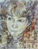 Esquisse de portrait de Danielle Mitterrand by Kader Bekov, 1997, Encre et aquarelle sur papier, sold Sep 2012