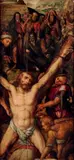 Le martyre de Saint André by Blocklandt Anthonie, Panneau de chêne, trois planches, un fragment, sold Jun 2012