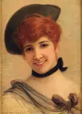 Portrait d'une élégante by Jan van Beers, Panneau signé en bas à gauche, sold Jun 2012