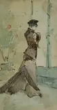 Elégante de profil by Louise Abbéma, Aquarelle, sold Mar 2023