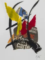 Composition by Jean Miotte, 2000, Acrylique et collage sur papier, sold Jul 2022